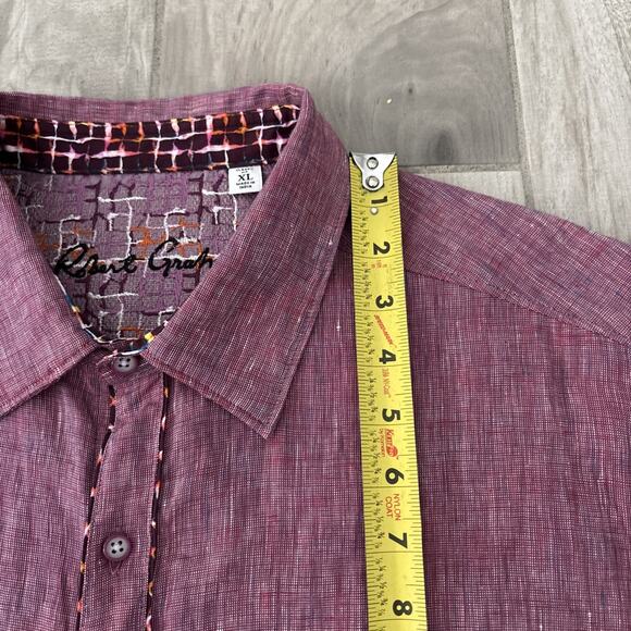Robert Graham Shirt Mens Sz XL Pink Rose Linen Weave Heathered Button Up S/S - Picture 8 of 10